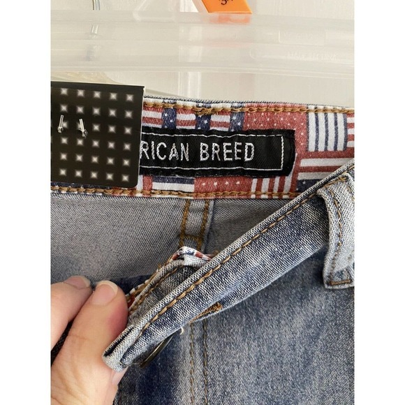 American Breed Denim Shorts Size 32 designer distressed Jean Dark Wash NWT - Picture 5 of 5